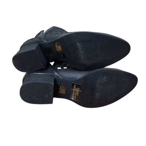 Jeffrey Campbell Taggart Open Weave Ankle Booties Black Leather Boots Size 9 - Picture 11 of 13